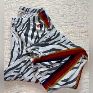 AVIATOR NATION 🌈WOMENS ZEBRA 🦓 VELVET STRIPE SWEATPANTS SIZE XL